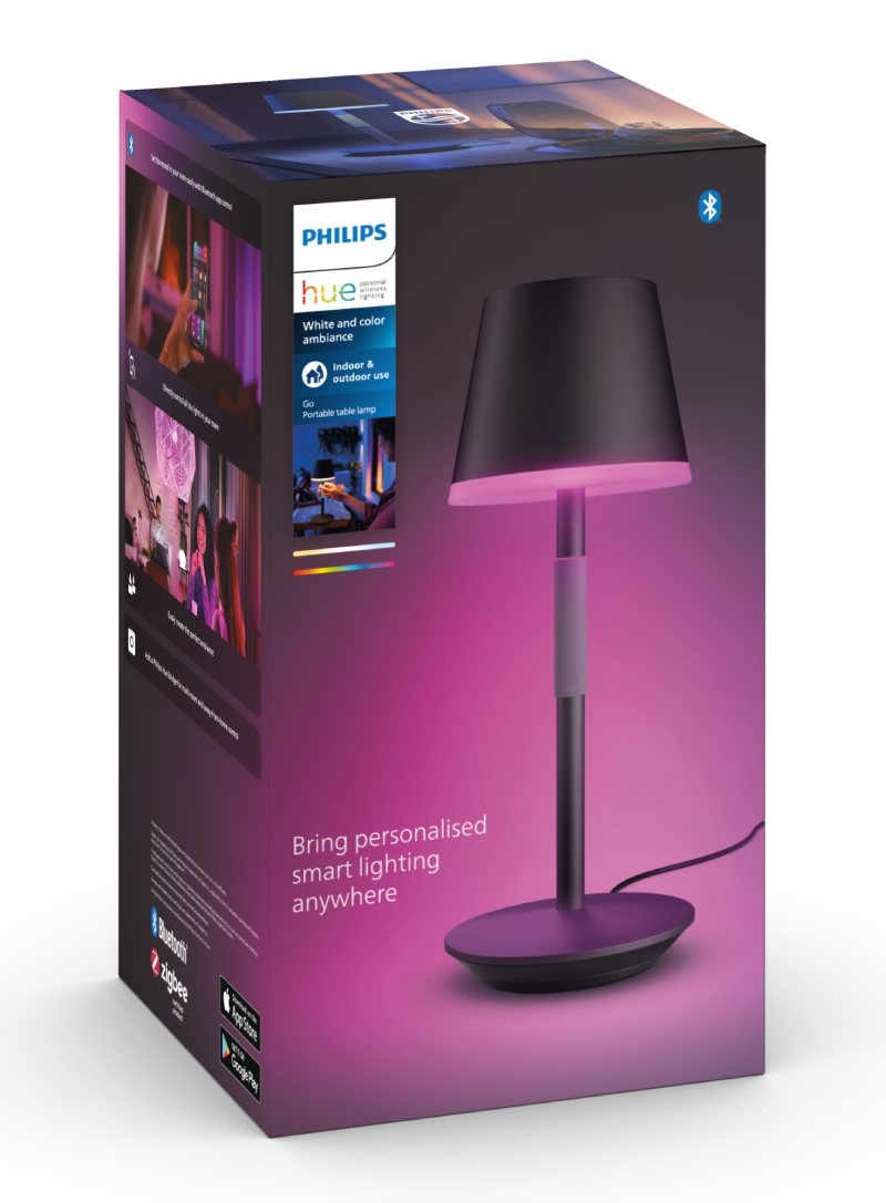 Philips Hue White and color ambiance Przenośna lampa stołowa Go (czarna)